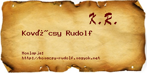 Kovácsy Rudolf névjegykártya